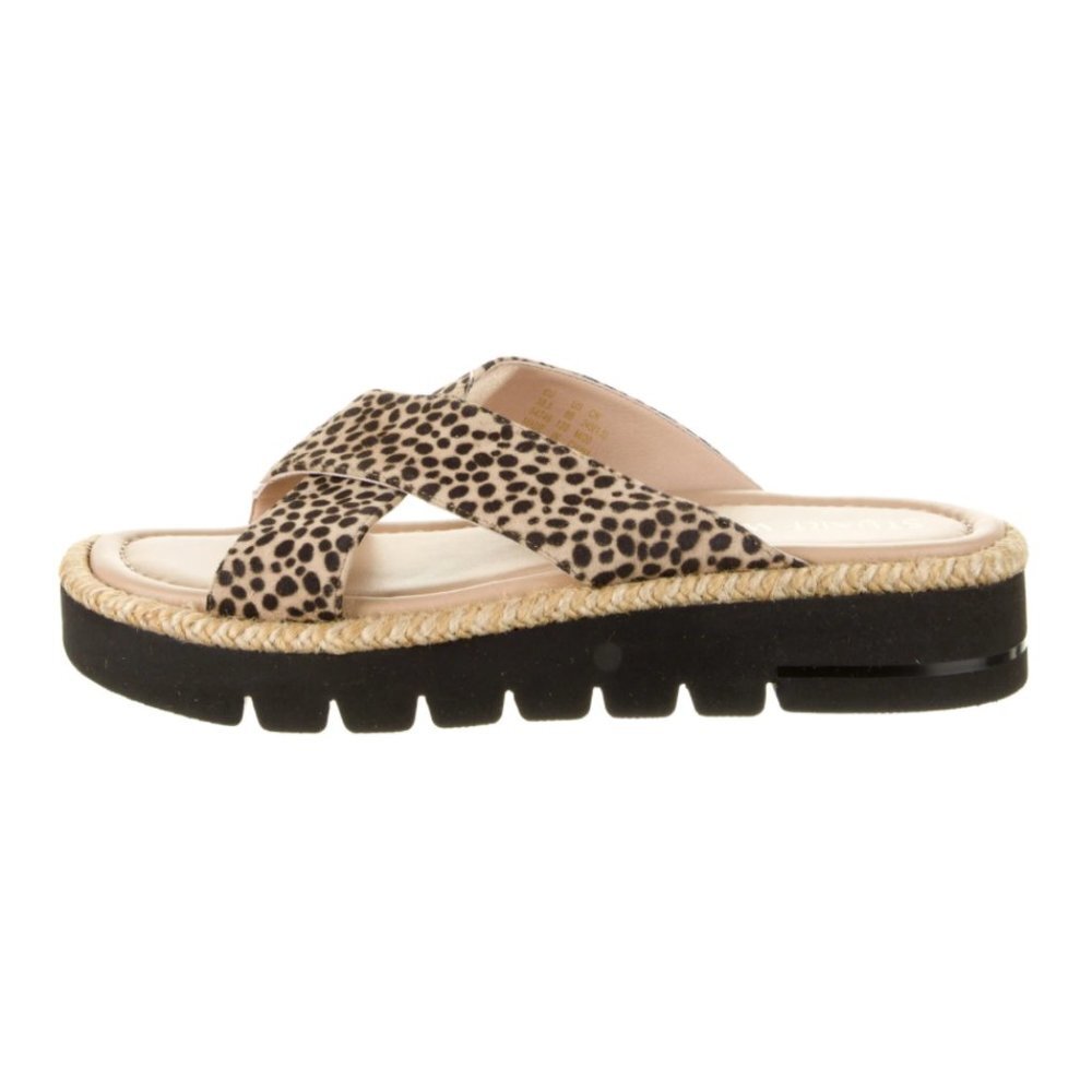 Stuart Weitzman Suede Animal Print Slides Size 8.5 - image 1